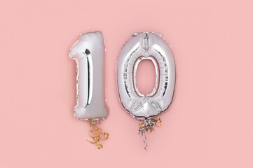 Silver Number Balloons 10