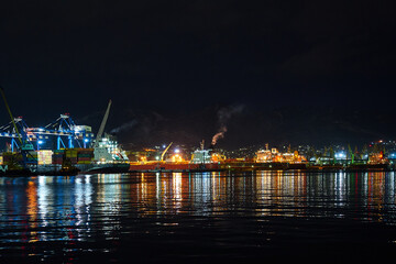 Fototapeta na wymiar Sea trade port of Novorossiysk.