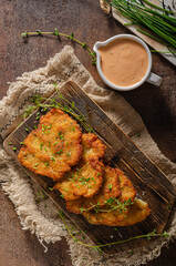 Homemade latkes with herbs