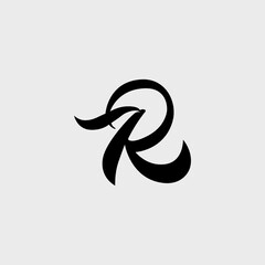 Monogram calligraphy R initial letter stylistyc logo design inspiration 