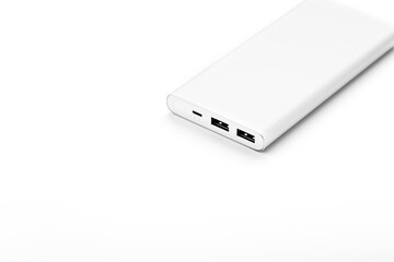 Gray Power Bank on white background free space