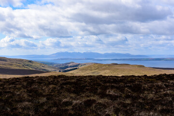 Fototapeta na wymiar Cloudy view of the Isle of Arran