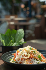 Food and beverages Fresh papaya salad Isan papaya salad in Thai restaurants