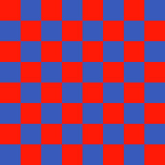 Simple and minimal checker board. Vector red and blue chessboard.