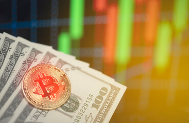 Bitcoin with dollar - investments, success and business ideas
