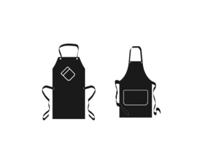 apron vector, apron Silhouette,  Black kitchen apron. Chef uniform for cooking vector template. Kitchen protective black apron for chef uniform illustration