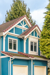 Top of a very neat and colorful home with gorgeous outdoor landscape in suburbs of Vancouver, Canada
