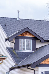 Top of a very neat and colorful home with gorgeous outdoor landscape in suburbs of Vancouver, Canada