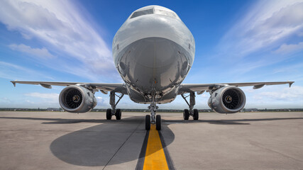 modern airliner on a runway ready for take off
