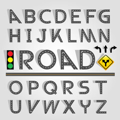 Design Road & Street Alphabet Set. Vector EPS10