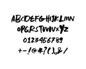 take over ego font. ink brush vector font collection. alphabet, numeric, and symbol letter. a hand drawn of unique typeface illustration.