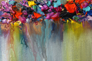 Art Abstract flow acrylic and watercolor smear blot painting. Color horizontal texture background.