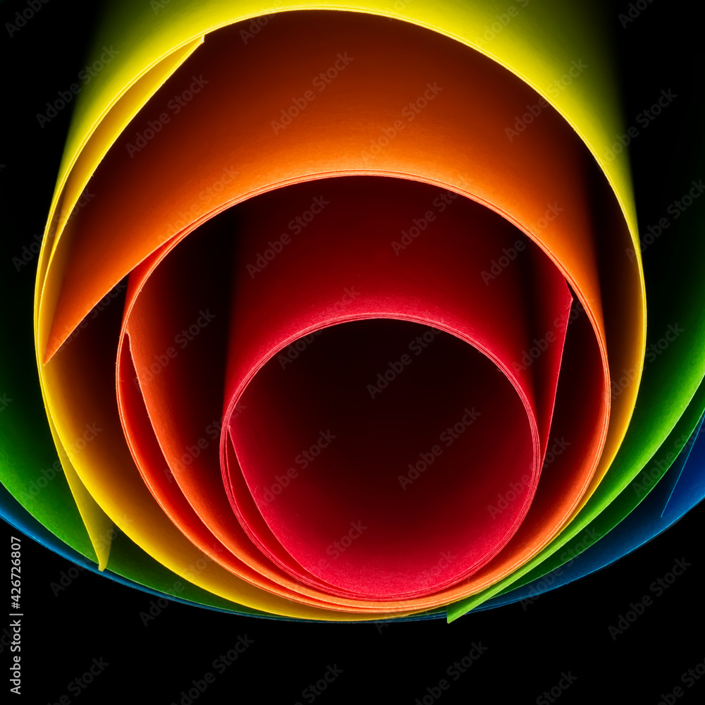Wall mural rolled color paper sheets abstract macro view