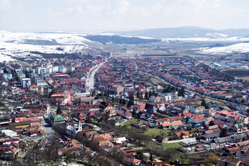 Rupea town seen from the citadel, Brasov county, Romania.