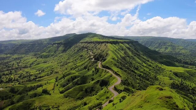 Beautiful Timelapse of green mountain and blue sky from Sajjangad Satara Maharashtra India
