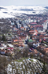 Rupea town seen from the citadel, Brasov county, Romania.