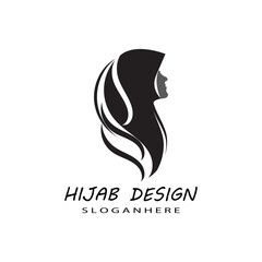Muslimah hijab Logo template vector illustration design
