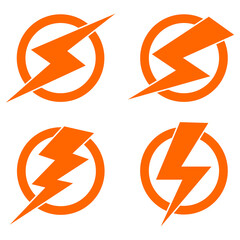 thunder lighting icon set vector sign symbol