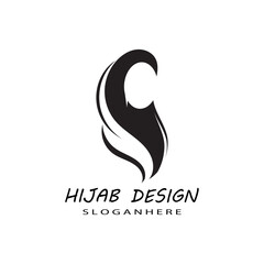 Obraz premium Muslimah hijab Logo template vector illustration design