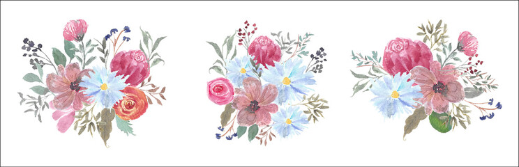 Watercolor flower bouquet collection