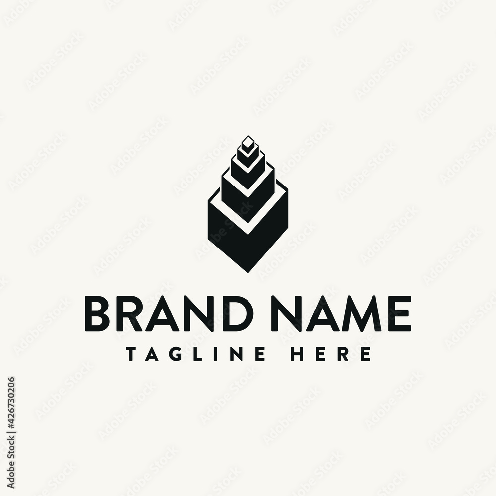 Wall mural vector building with a view from above for a company logo. all colors can be used.