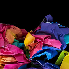 Abstract crumpled colorful Papers macro shot