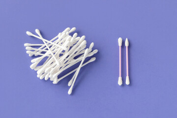 Reusable silicone swab buds on purple background