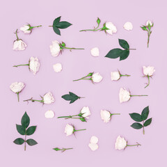 Modern floral backgrounds, flowers styling flat lay