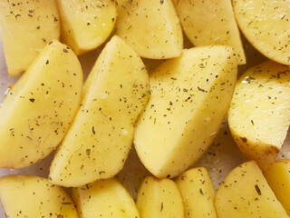slices of potatoes sprinkled with spices