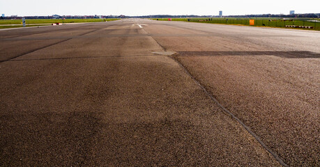old airplane runway. in the daytime