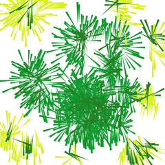 summer pattern burst in green and yellow against white