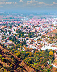 Forests of the Spanish city of Granada with views of the city