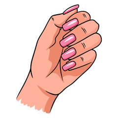 Female hand with a completed manicure. Painted nails.