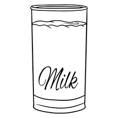 Milk in a glass beaker. Milk products. Fresh milk. Farm products.