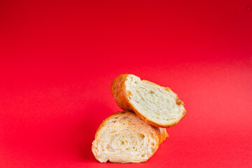 croissant colored background sweet bake dessert bun snack healthy meal top view copy space rustic food background top view