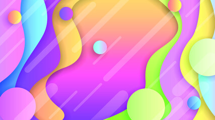Abstract Colorful Gradient Background With Color Geometric Figures Different Shapes And White Line Vector Design Style