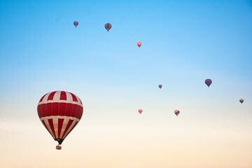 Beautiful hot air balloon in blue sky