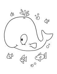 Gordijnen Schattige walvis kleurboek pagina vectorillustratie kunst © Blue Foliage