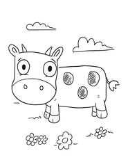 Farm Cow Coloring Book Page Vector Illustration Art