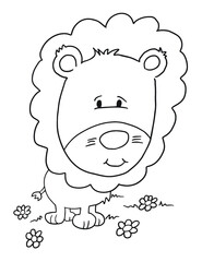 Cute Safari Lion Coloring Book Page Vector Illustration Art