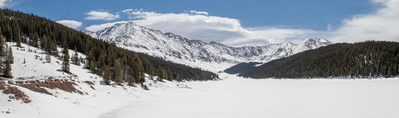 Fototapeta na wymiar Panoramic of Valley in Rocky Mountains 