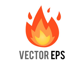 Vector cartoon-styled depicted as red, orange, yellow flickering flame fire icon