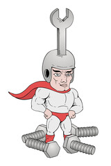 Wrench worker man draw