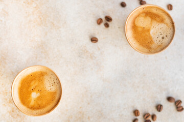 coffee drink paper cup zero waste hot fresh disposable break meal top view copy space for text food background