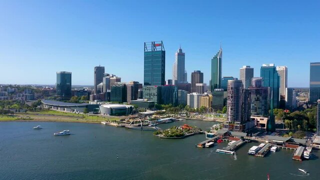 "PERTH, AUSTRALIA, JANUARY 16, 2020: Skyline of Elizabeth quay in Perth, Australia"