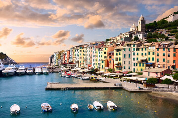  picturesque harbor of Porto Venere, Italian Riviera, Liguria.