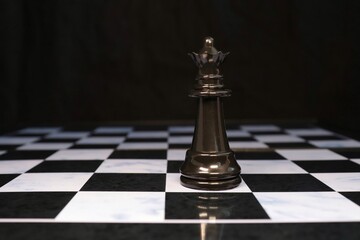 Game of chess. Chess is photographed on a chessboard.  Table games.  Strategy games.  Creative minimal concept. Strategy, management or leadership concept.  Business success concept.