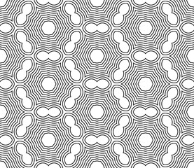 Abstract fantasy striped thin line round geometric seamless pattern. Creative mosaic, tile background.