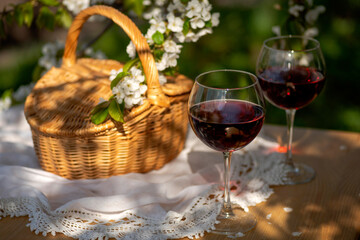Wine Tasting Party in spring in the garden