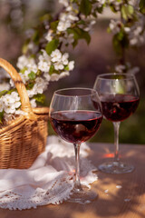 Wine Tasting Party in spring in the garden